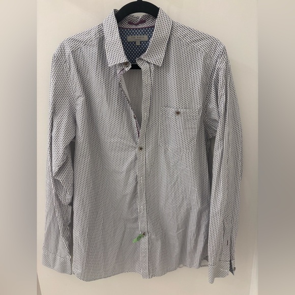 Ted Baker White and Blue Patterned Dress Shirt - Picture 1 of 5